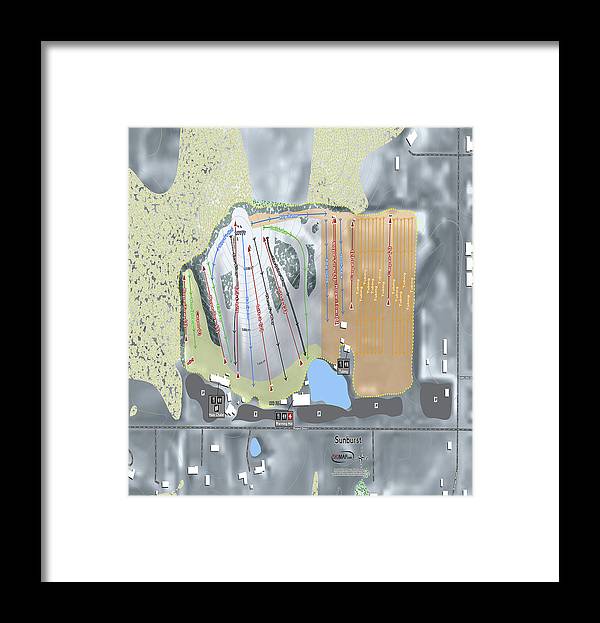 Sunburst Ski Trail Map - Framed Print - Powderaddicts