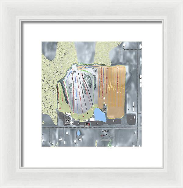 Sunburst Ski Trail Map - Framed Print - Powderaddicts
