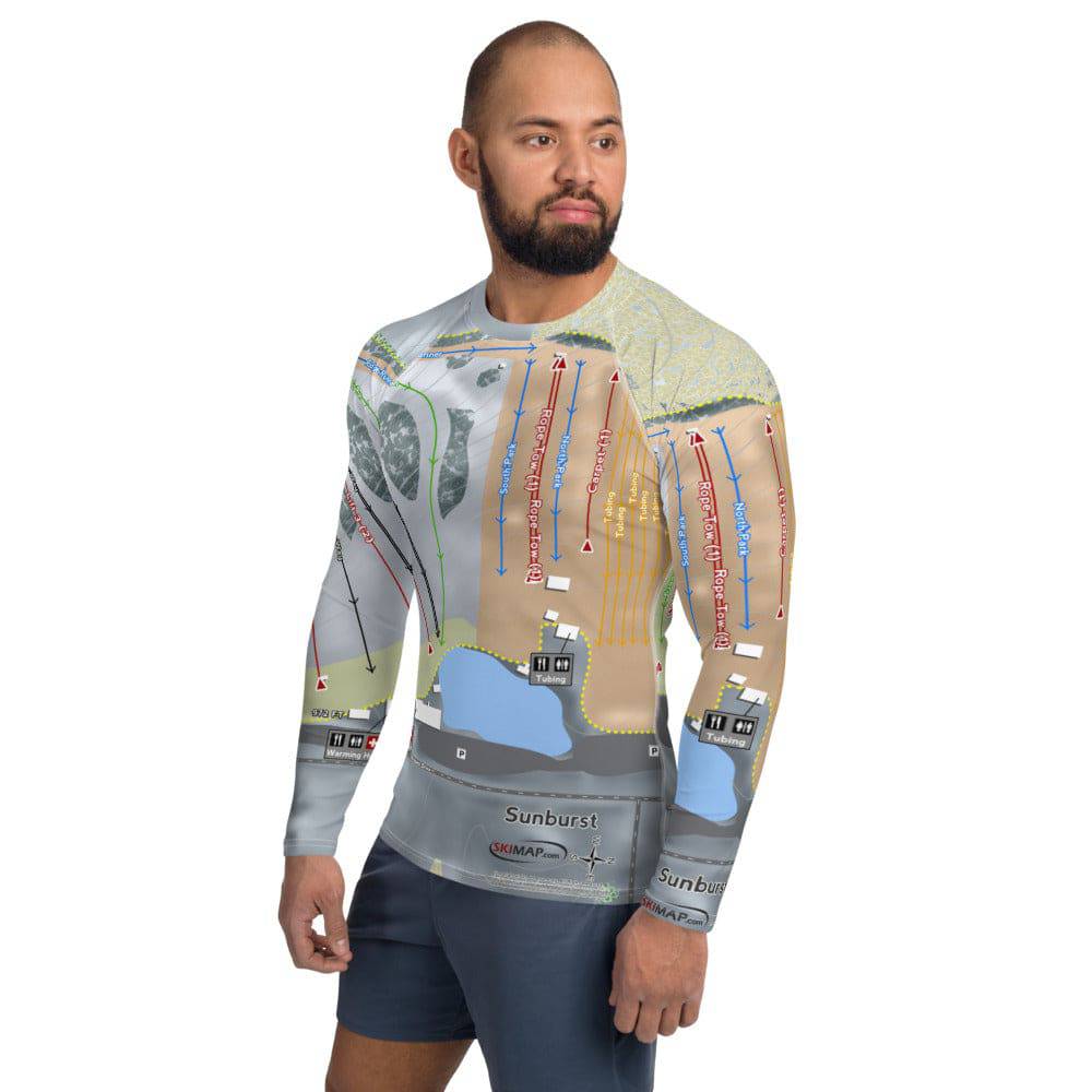 Sunburst, Wisconsin Ski Trail Map Men's Base Layer Top - Powderaddicts