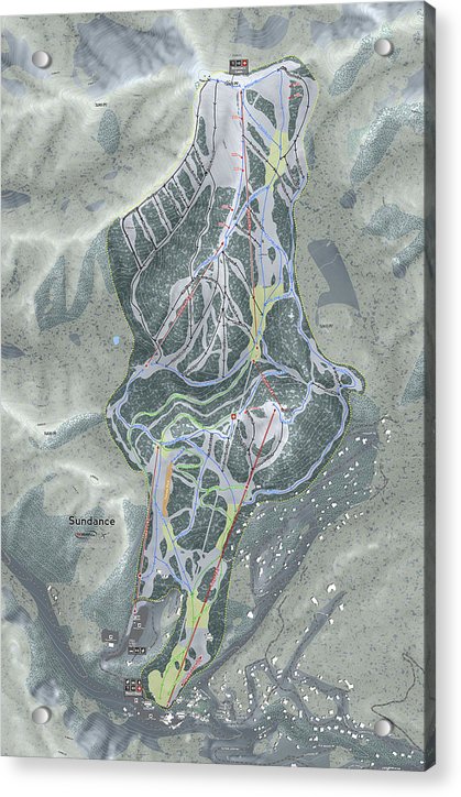 Sundance, Utah Ski Trail Map - Acrylic Print - Powderaddicts