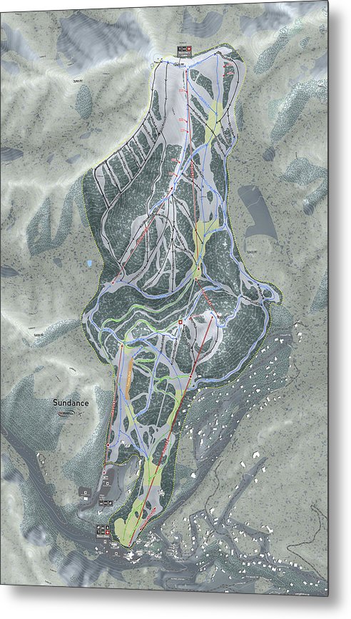 Sundance, Utah Ski Trail Map - Metal Print - Powderaddicts