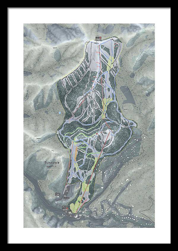 Sundance, Utah Ski Trail Map - Framed Print - Powderaddicts