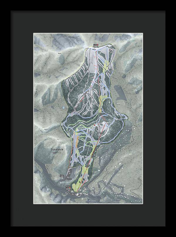 Sundance, Utah Ski Trail Map - Framed Print - Powderaddicts