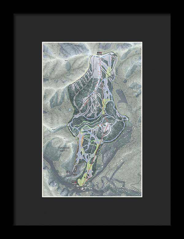 Sundance, Utah Ski Trail Map - Framed Print - Powderaddicts