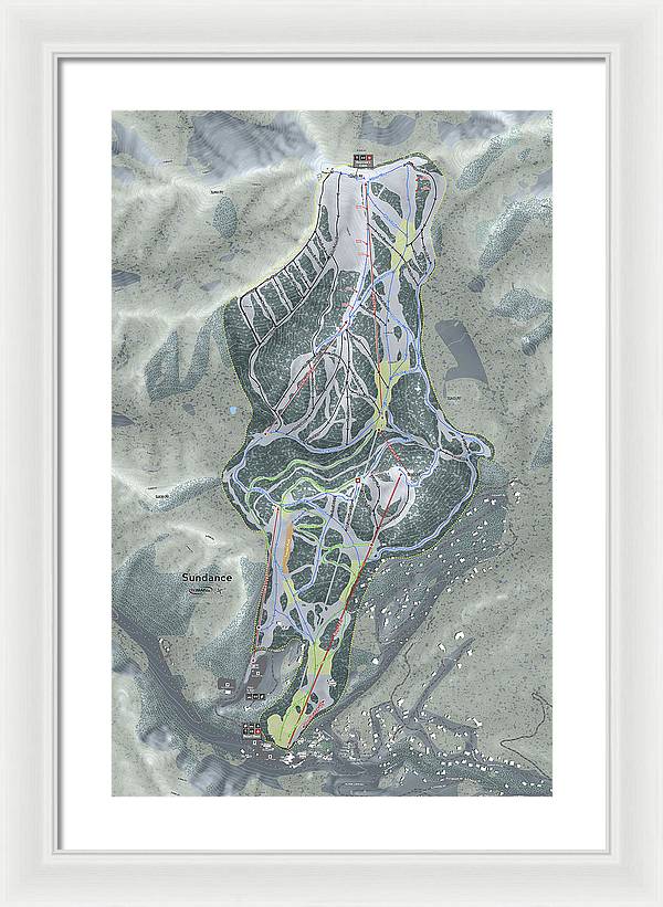 Sundance, Utah Ski Trail Map - Framed Print - Powderaddicts