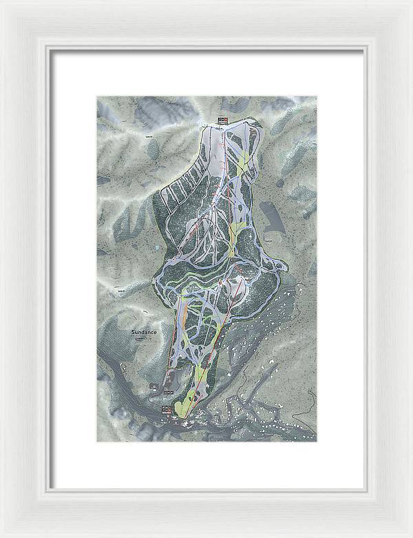 Sundance, Utah Ski Trail Map - Framed Print - Powderaddicts