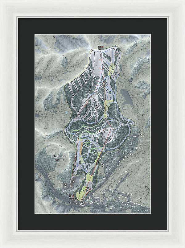 Sundance, Utah Ski Trail Map - Framed Print - Powderaddicts