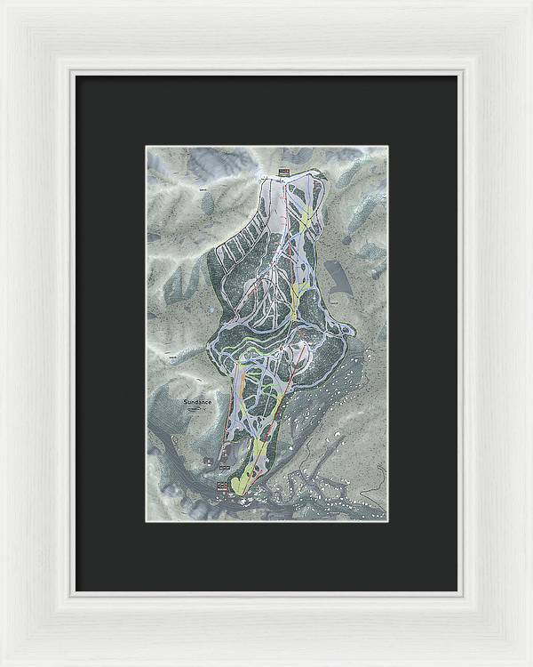 Sundance, Utah Ski Trail Map - Framed Print - Powderaddicts