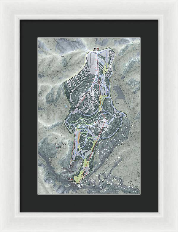 Sundance, Utah Ski Trail Map - Framed Print - Powderaddicts