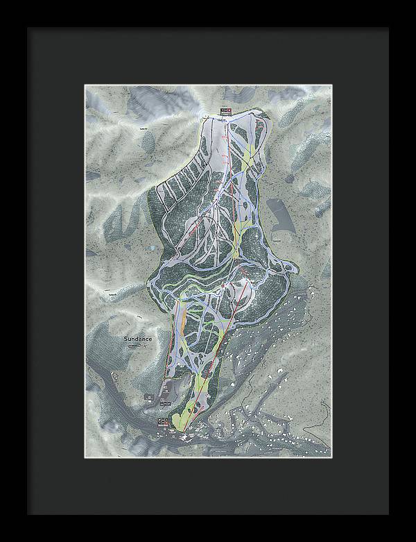 Sundance, Utah Ski Trail Map - Framed Print - Powderaddicts