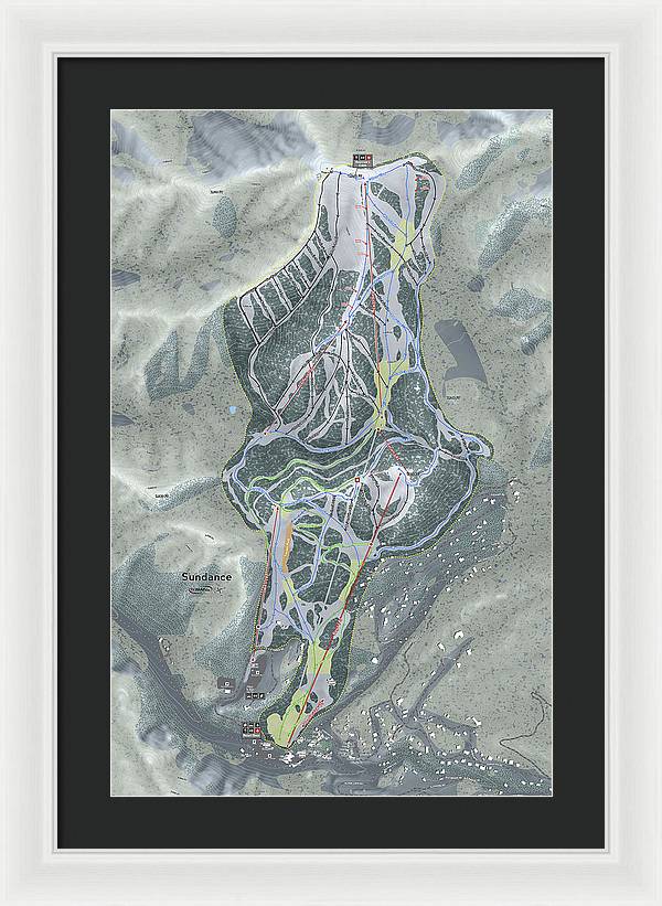 Sundance, Utah Ski Trail Map - Framed Print - Powderaddicts