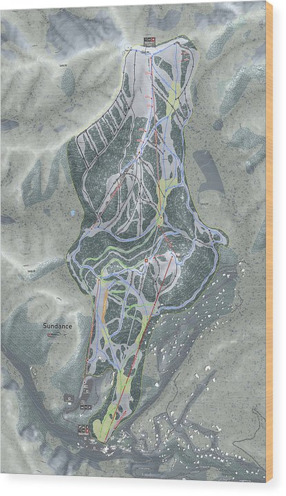 Sundance, Utah Ski Trail Map - Wood Print - Powderaddicts