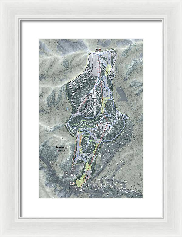 Sundance, Utah Ski Trail Map - Framed Print - Powderaddicts