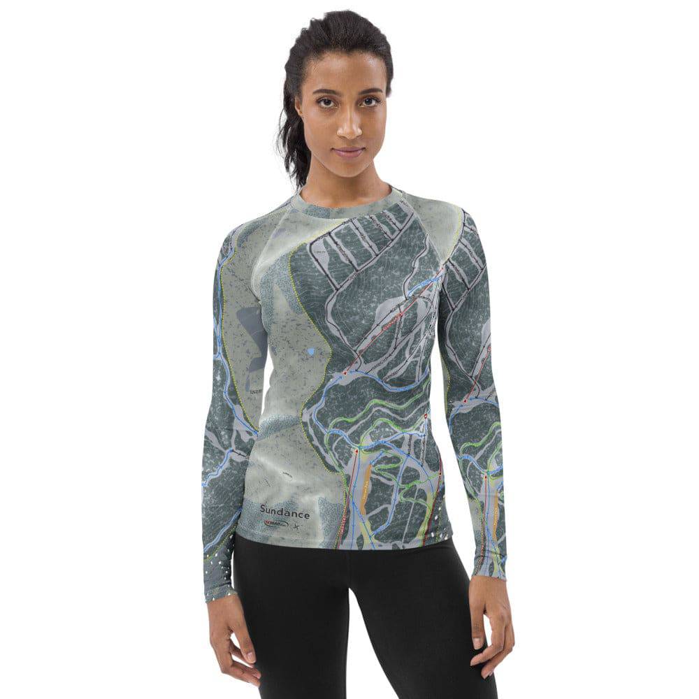 Sundance, Utah Ski Trail Map Women's Base Layer Top - Powderaddicts
