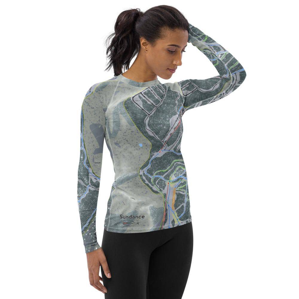 Sundance, Utah Ski Trail Map Women's Base Layer Top - Powderaddicts