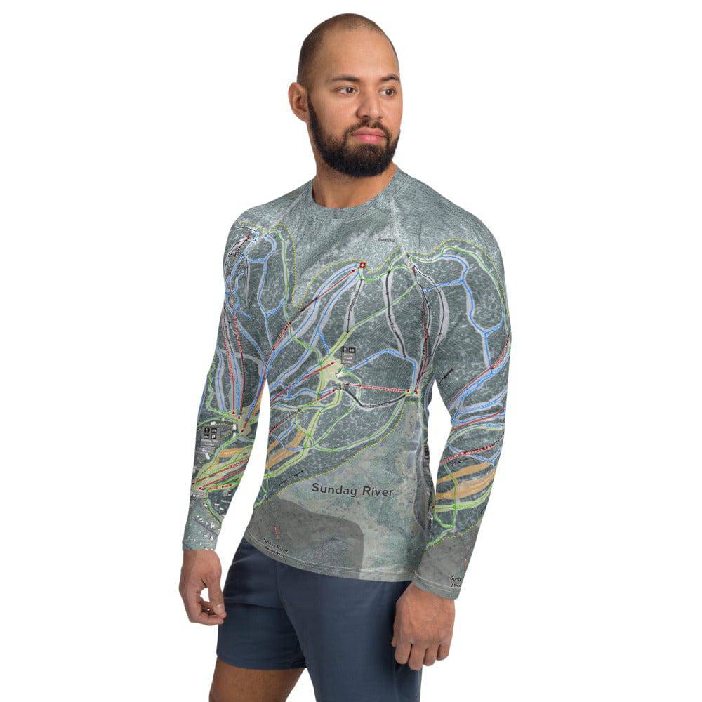 Sunday River, Maine Ski Trail Map Men's Base Layer Top - Powderaddicts