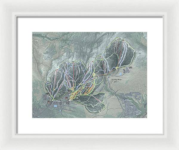 Sunday River Ski Trail Map - Framed Print - Powderaddicts