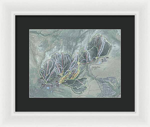 Sunday River Ski Trail Map - Framed Print - Powderaddicts