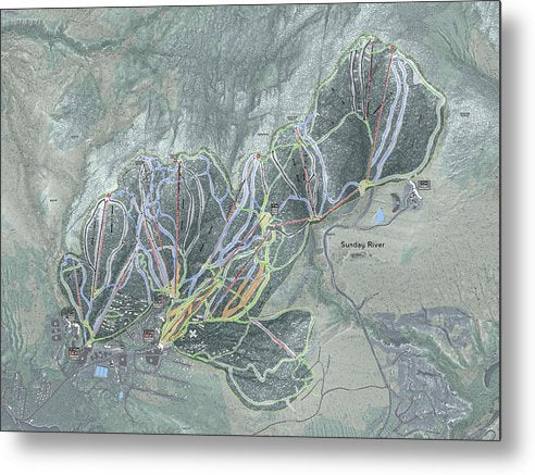 Sunday River Ski Trail Map - Metal Print - Powderaddicts