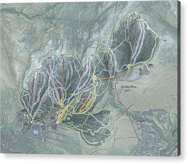 Sunday River Ski Trail Map - Acrylic Print - Powderaddicts