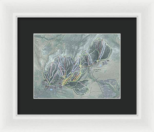 Sunday River Ski Trail Map - Framed Print - Powderaddicts