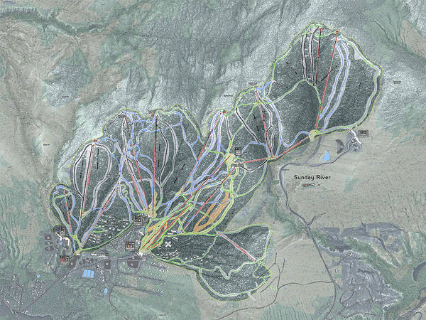 Sunday River Ski Trail Map - Art Print - Powderaddicts
