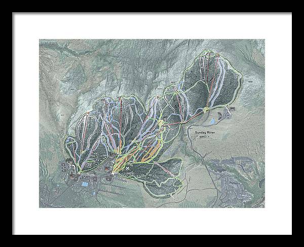 Sunday River Ski Trail Map - Framed Print - Powderaddicts