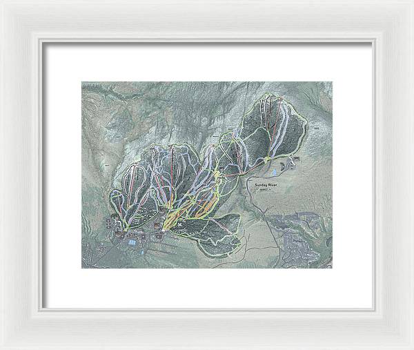 Sunday River Ski Trail Map - Framed Print - Powderaddicts