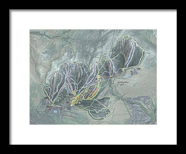 Sunday River Ski Trail Map - Framed Print - Powderaddicts
