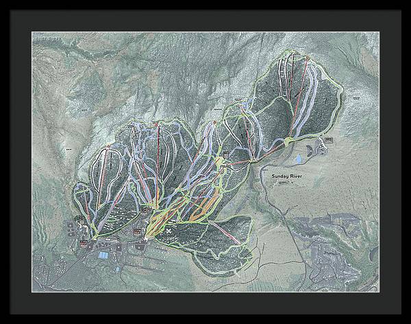 Sunday River Ski Trail Map - Framed Print - Powderaddicts