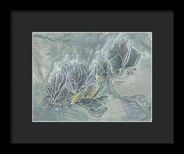 Sunday River Ski Trail Map - Framed Print - Powderaddicts