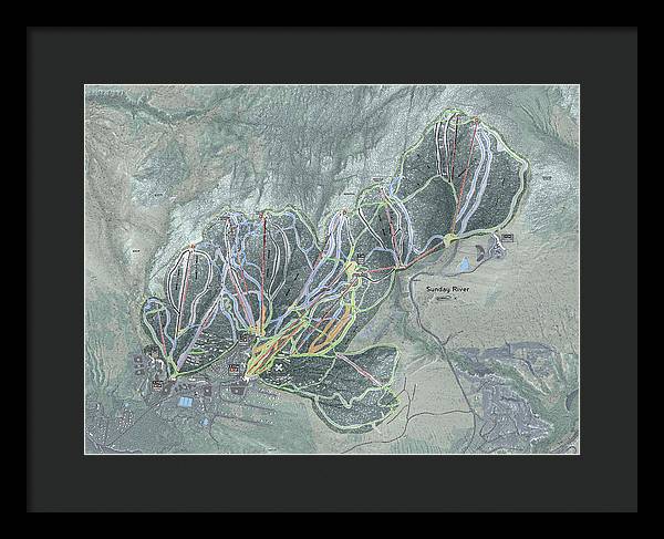 Sunday River Ski Trail Map - Framed Print - Powderaddicts