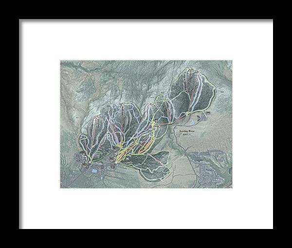 Sunday River Ski Trail Map - Framed Print - Powderaddicts