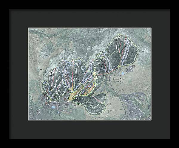 Sunday River Ski Trail Map - Framed Print - Powderaddicts