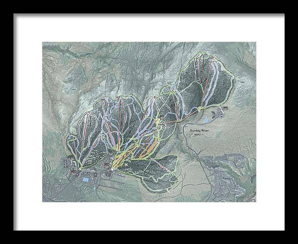 Sunday River Ski Trail Map - Framed Print - Powderaddicts
