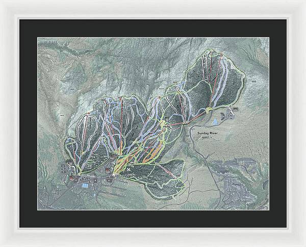 Sunday River Ski Trail Map - Framed Print - Powderaddicts