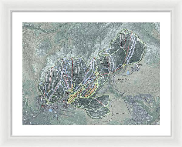 Sunday River Ski Trail Map - Framed Print - Powderaddicts