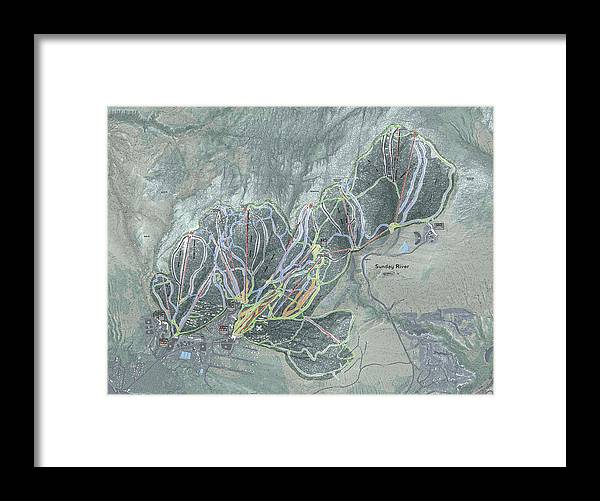 Sunday River Ski Trail Map - Framed Print - Powderaddicts
