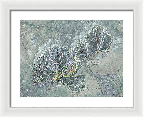 Sunday River Ski Trail Map - Framed Print - Powderaddicts