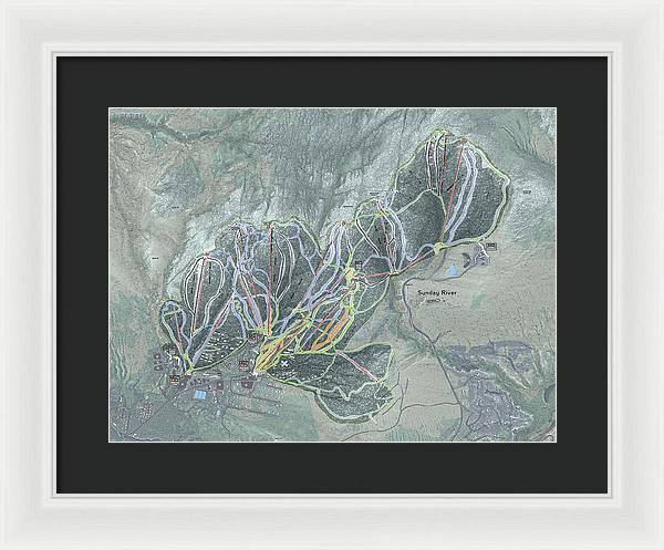 Sunday River Ski Trail Map - Framed Print - Powderaddicts