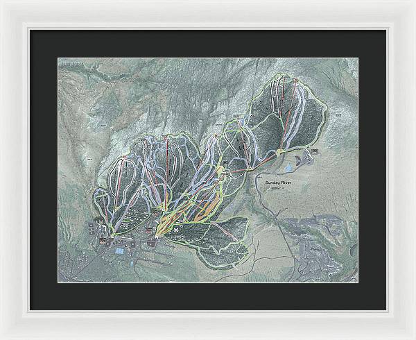 Sunday River Ski Trail Map - Framed Print - Powderaddicts