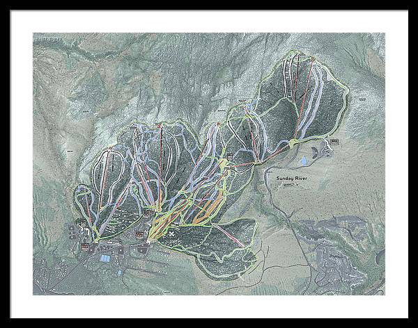 Sunday River Ski Trail Map - Framed Print - Powderaddicts