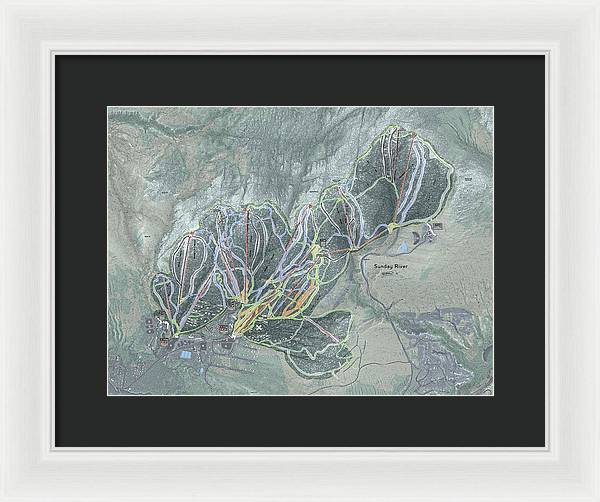 Sunday River Ski Trail Map - Framed Print - Powderaddicts