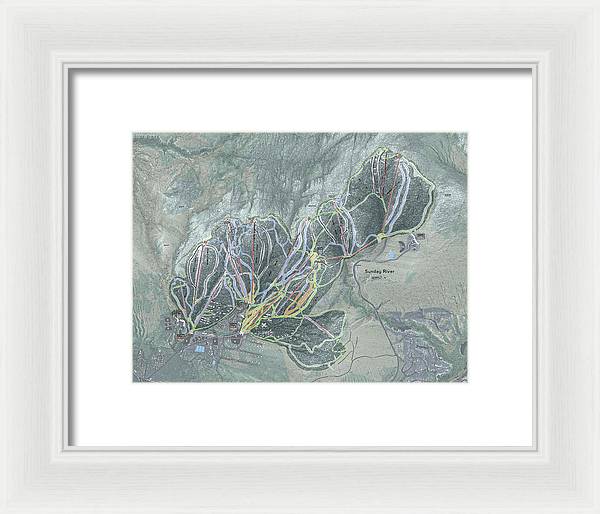 Sunday River Ski Trail Map - Framed Print - Powderaddicts