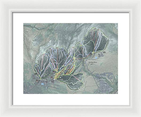 Sunday River Ski Trail Map - Framed Print - Powderaddicts