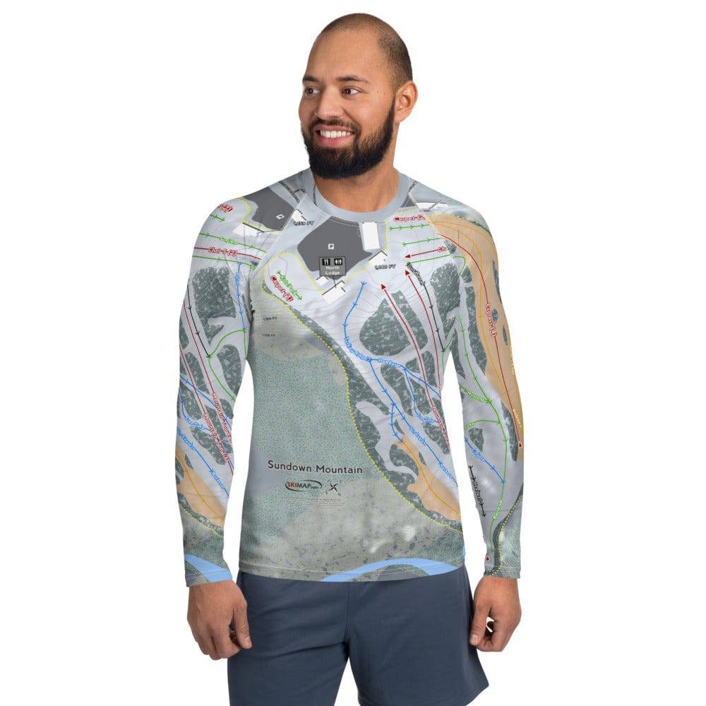 Sundown Mountain, Iowa Ski Trail Map Men's Base Layer Top
