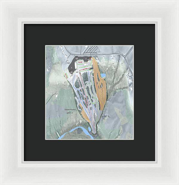 Sundown Mountain Ski Trail Map - Framed Print - Powderaddicts