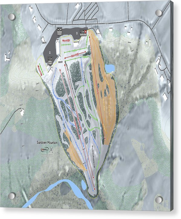 Sundown Mountain Ski Trail Map - Acrylic Print - Powderaddicts