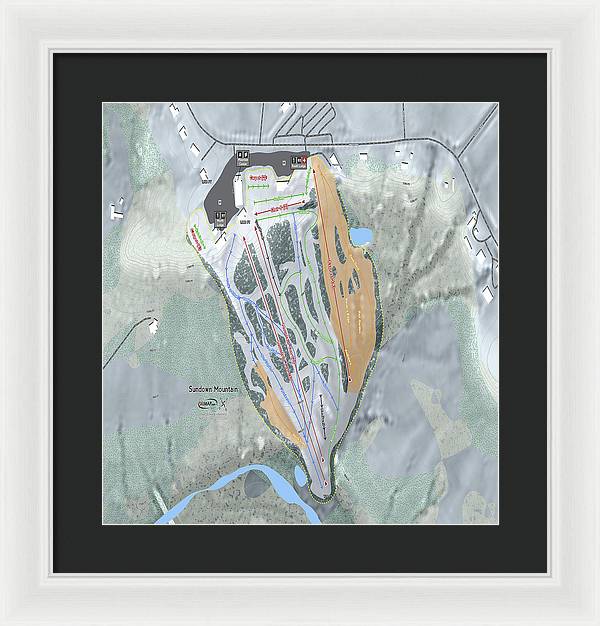 Sundown Mountain Ski Trail Map - Framed Print - Powderaddicts
