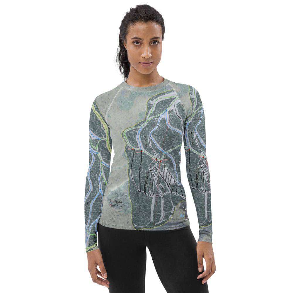 Sunlight, Colorado Ski Trail Map Women's Base Layer Top - Powderaddicts